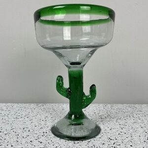 COPY 🇺🇦 New 2 Mexican Style Margarita Saguaro Cactus Stem glasses set of 2